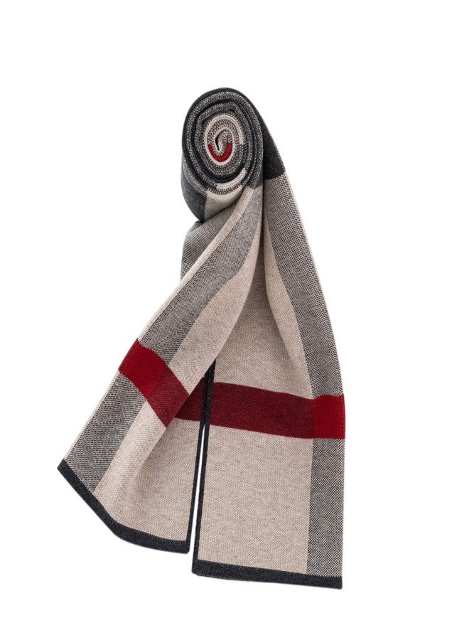 Lallier Men's Merino Wool Scarf, Long Winter Neckwear with Gift Box (Camel Black) - Image 2